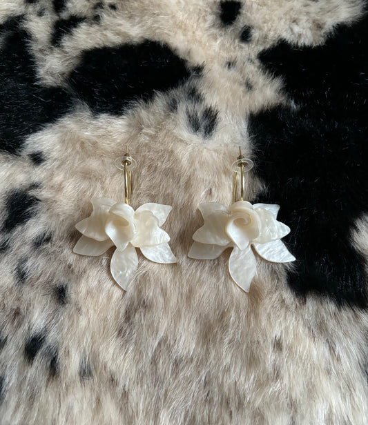 Flower Hooped Earrings